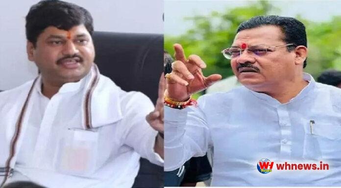 शिंदे गुट के 'नाराज' विधायक के रूप में धनंजय मुंडे के नारे विधान भवन की सीढ़ियों पर लगे
